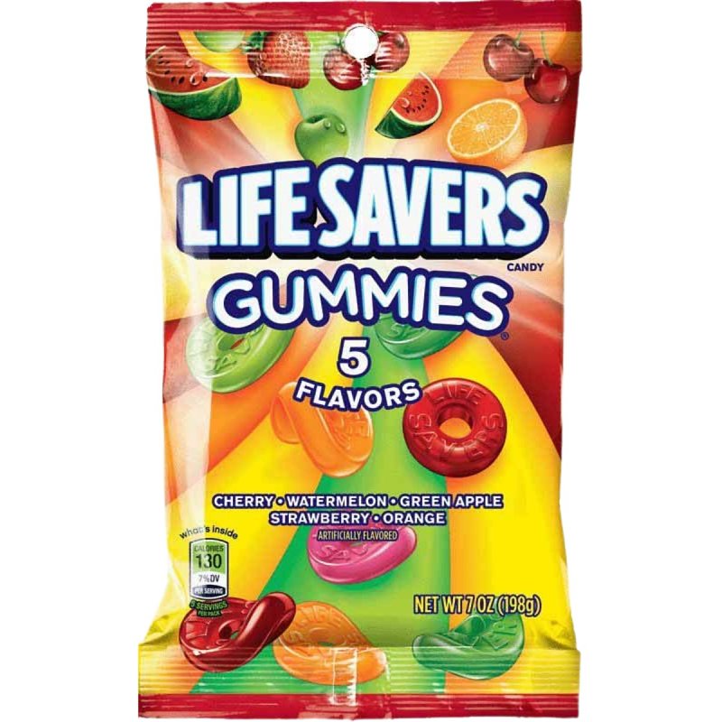 Lifesavers 402254 Gummi Candy, Cherry, Green Apple, Orange, Strawberry, Watermelon, 7 oz