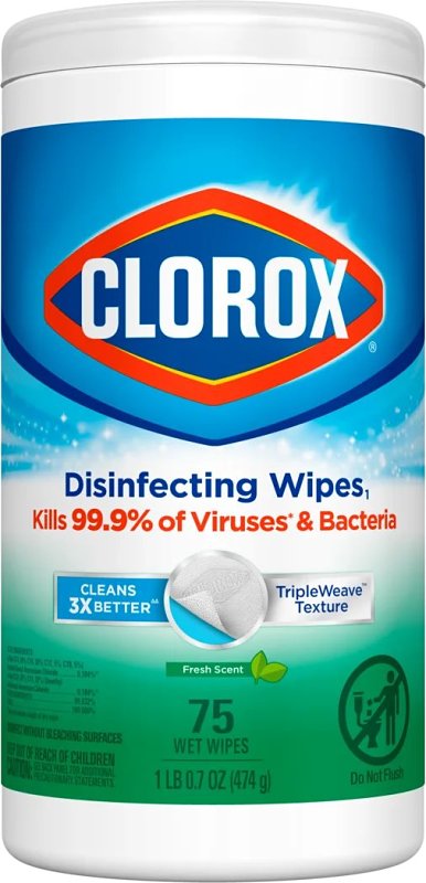 Clorox 01656 Disinfecting Wipes Can, Fresh Scent, White