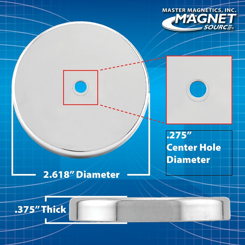 Magnet Source 07222 Round Base Magnet, Ceramic, 1 in ID x 2.618 in OD Dia, 3/8 in H
