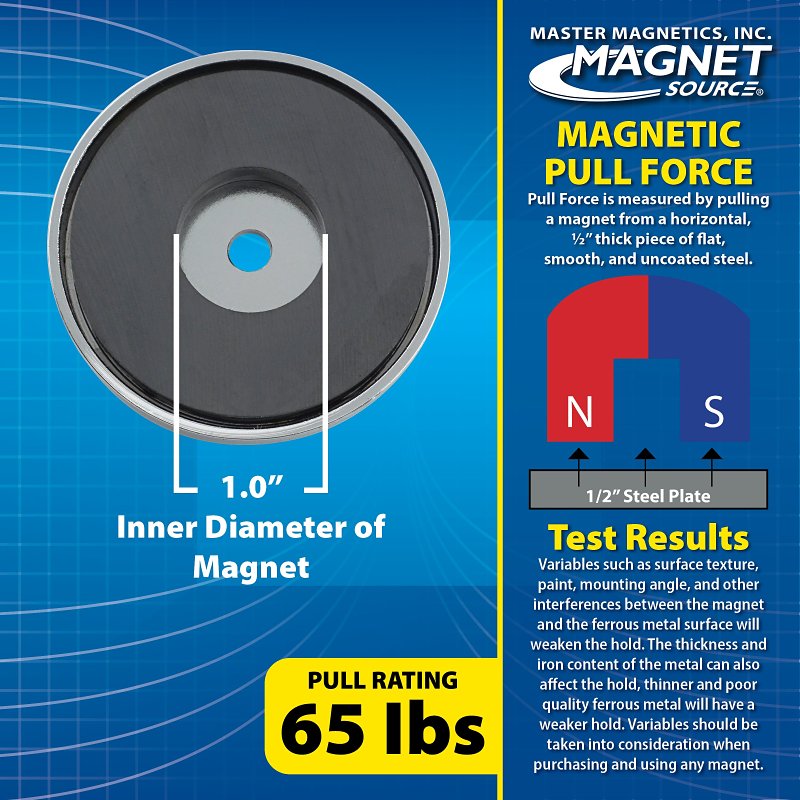 Magnet Source 07222 Round Base Magnet, Ceramic, 1 in ID x 2.618 in OD Dia, 3/8 in H