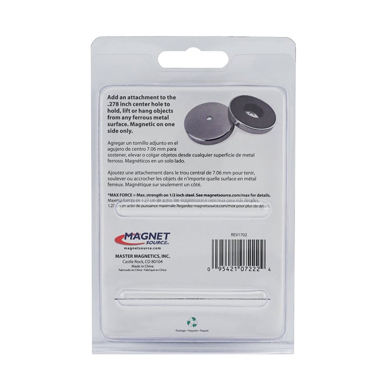 Magnet Source 07222 Round Base Magnet, Ceramic, 1 in ID x 2.618 in OD Dia, 3/8 in H