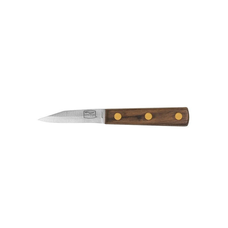 Chicago Cutlery Taper Grind 100SP Paring Knife, 3 in L Blade, HCS Blade, Wood Handle, Walnut Handle