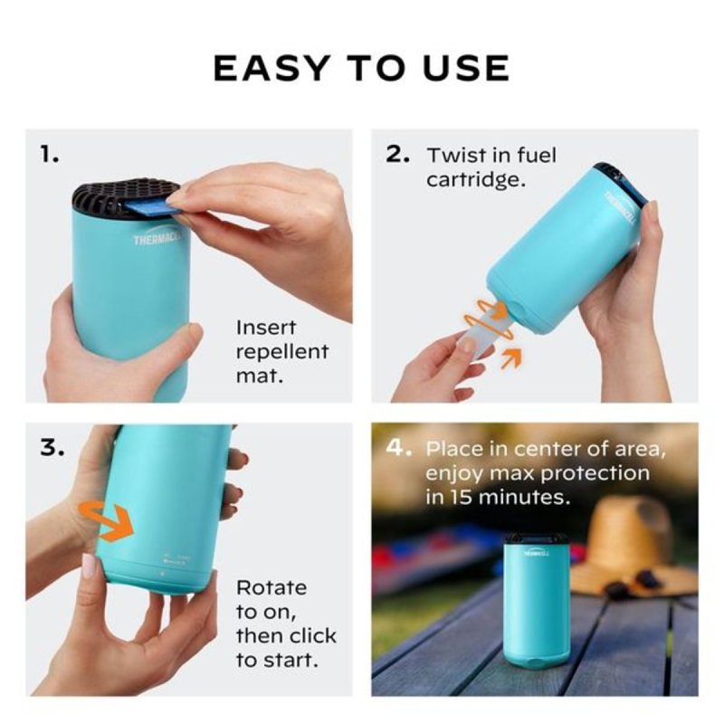 Thermacell MRPSB Patio Shield Mosquito Repeller, 15 ft Coverage Area, Glacial Blue Housing
