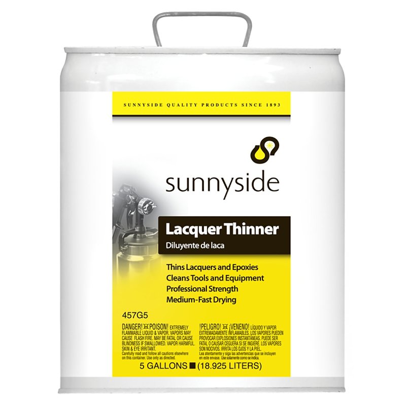 Sunnyside 457G5 Lacquer Thinner, Liquid, Petroleum, Clear, 5 gal, Pail