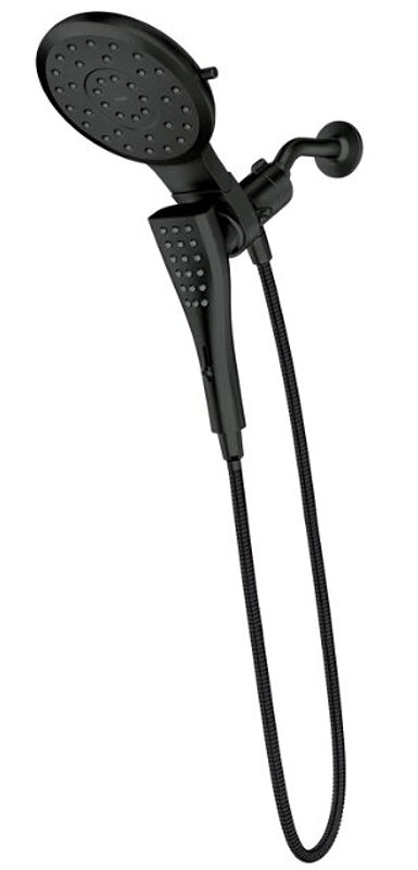 Moen Verso Series 220C2EPBL Combination Shower, Round, 1/2 in Connection, IPS, 1.75 gpm, 8-Spray Function, Matte Black