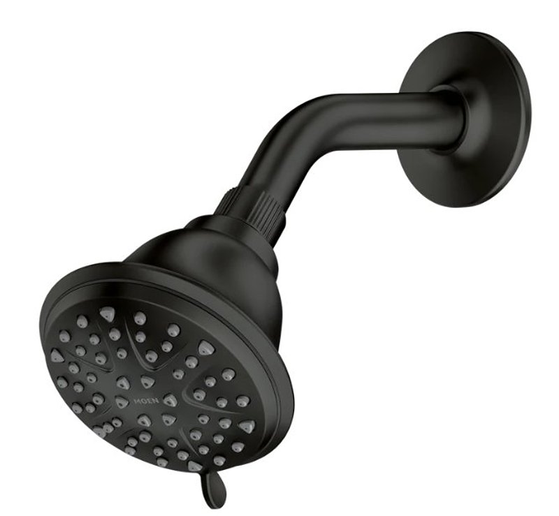 Moen Attune Series 218W0BL Spray Head, Round, 1.75 gpm, 1/2 in Connection, IPS, 8-Spray Function, Metal, Matte Black