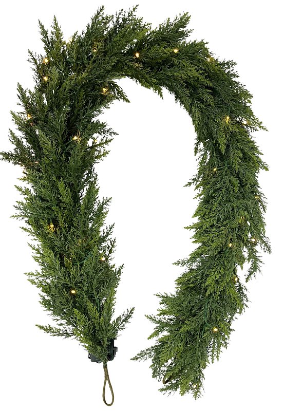 Santas Forest 35002 Cedar Garland Pre-Lit, 6 ft L