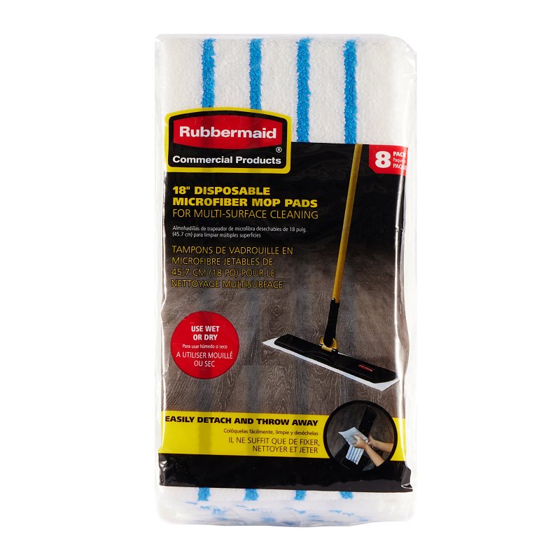 Rubbermaid 2182496 Mop Pad Refill, Quick-Connect, Microfiber, Blue/White