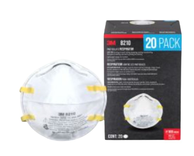 3M 8210D20-DC Respirator, One-Size Mask, N95 Filter Class, 95 % Filter Efficiency, White
