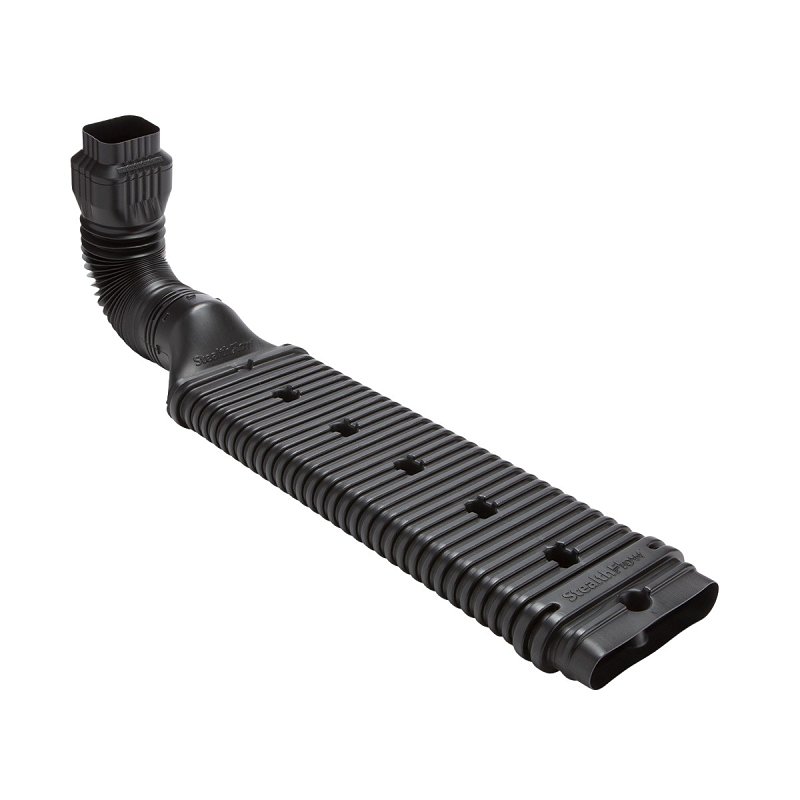 Amerimax 4602HPC Downspout Extension, 45 in L Extended, Plastic, Black, For: 2 x 3 in, 3 x 4 in Downspouts