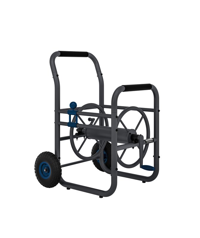 Suncast CPD200PROBL Hose Reel Cart, 5/8 in ID Hose, 200 ft Hose, Cushioned Handle, Steel