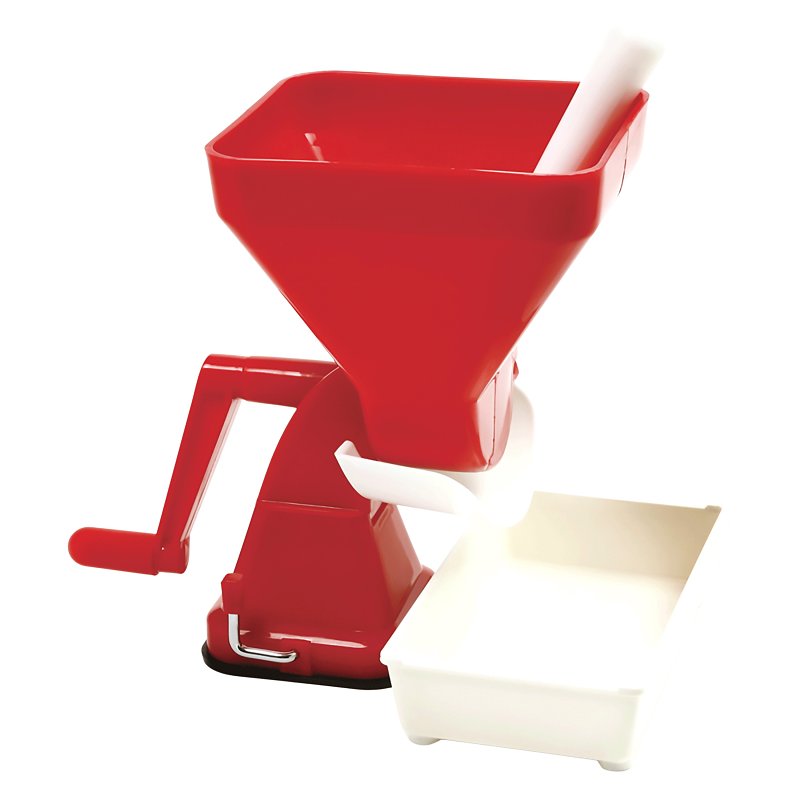 Norpro 1952 Jumbo Tomato Press, 2.25 qt Hopper, 1.25 qt Tray, 7-1/2 in L, 7-1/2 in W, 12 in H, Red