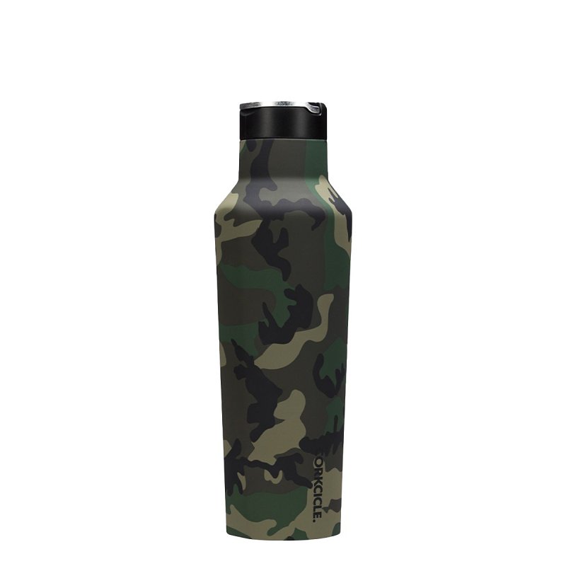 Corkcicle Classic Sport Canteen Series 2020PWC Water Bottle, 20 oz, Stainless Steel/Silicone, Woodland Camo, Insulated