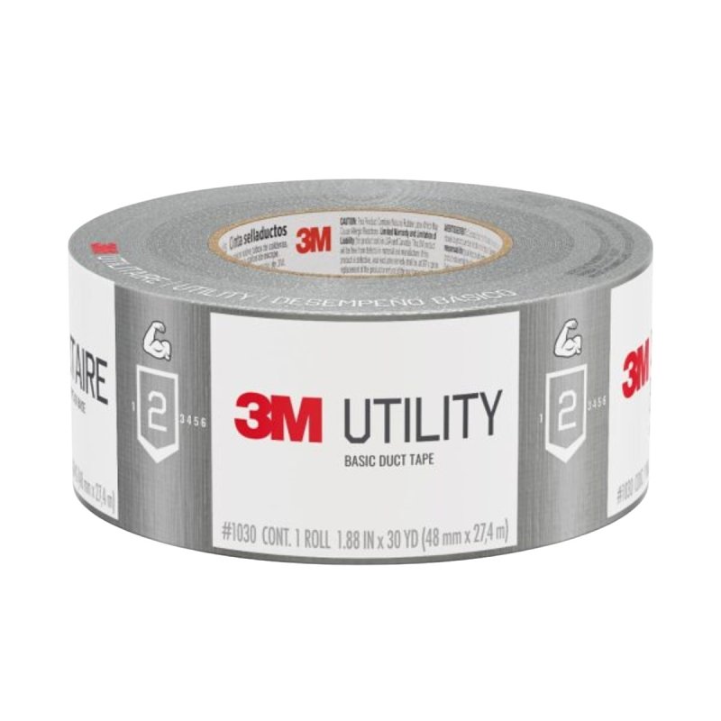 3M 1030 Duct Tape, Utility, 30 yd L, 1.88 in W, Gray