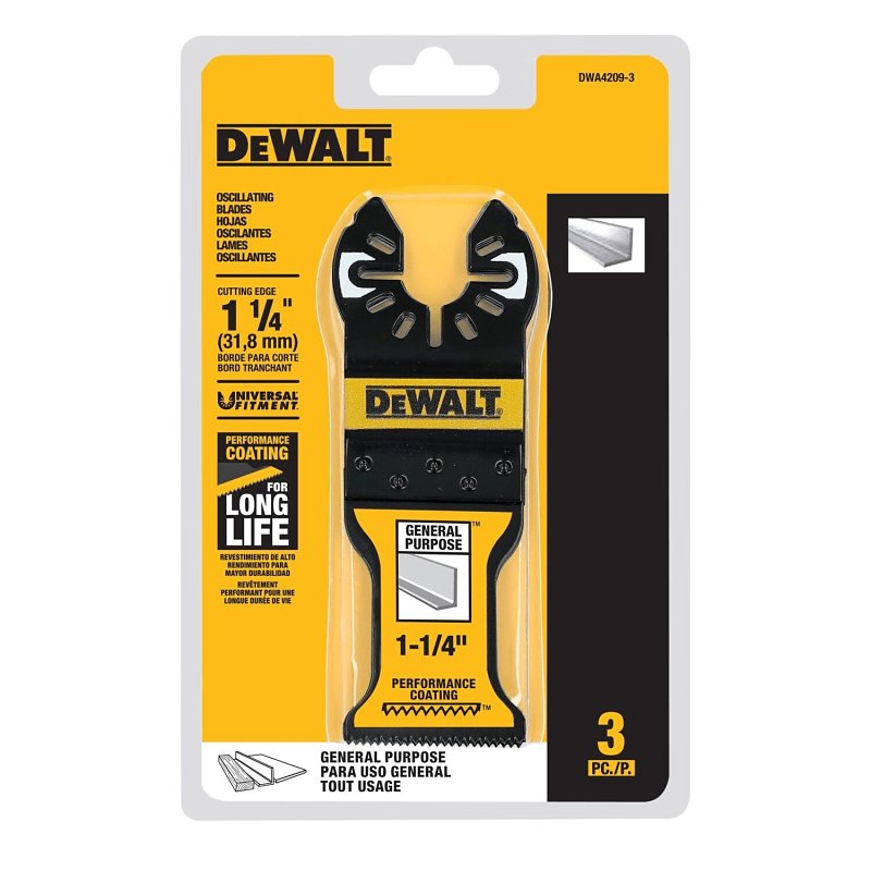 DEWALT DWA4209-3 Oscillating Tool Blade Set, 1-1/4 in, Bi-Metal