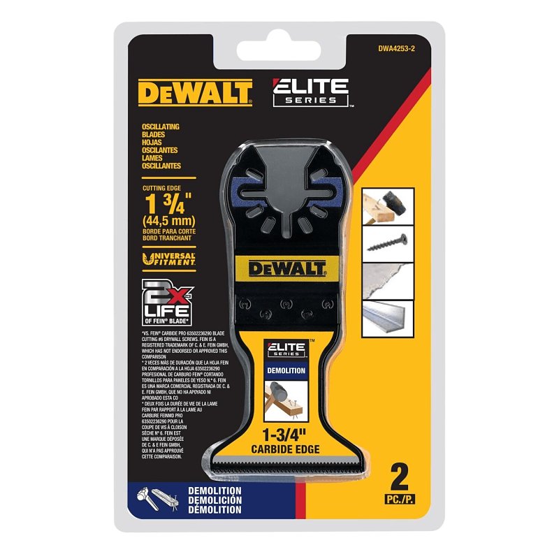 DEWALT ELITE Series DWA4253-2 Oscillating Demo Blade, 1-3/4 in, Carbide