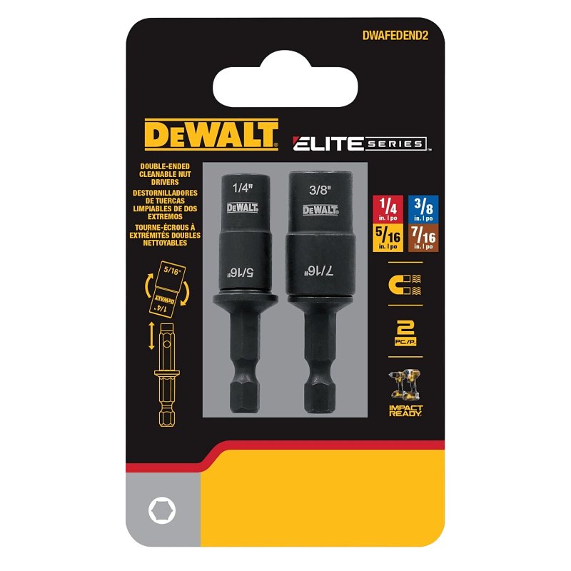 DEWALT ELITE Series DWAFEDEND2 2-in-1 Reversible Nut Driver Set, 2-Piece, Steel