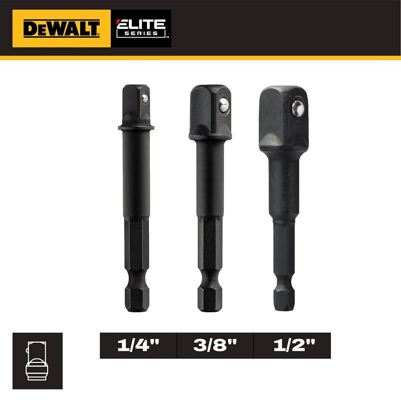 DEWALT ELITE Series DWAFADPTFT3 Socket Adapter Set, 3-Piece, HCS