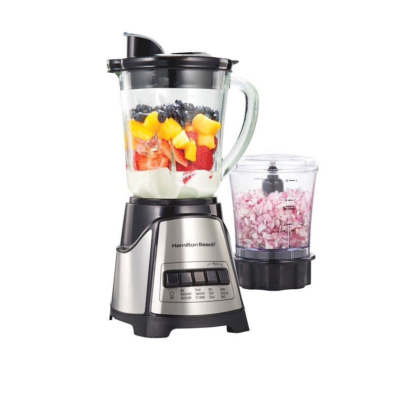 Hamilton Beach 58149 Blender and Chopper, 40 oz Bowl, 700 W, 2-Speed, Black, Glass Bowl