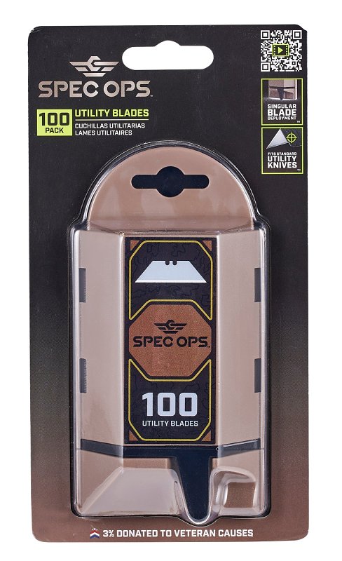 Spec Ops SPEC-K1-BLADE100 Utility Knife Blade, 2.3 in L, HCS, Precision-Honed, Hardened Edge