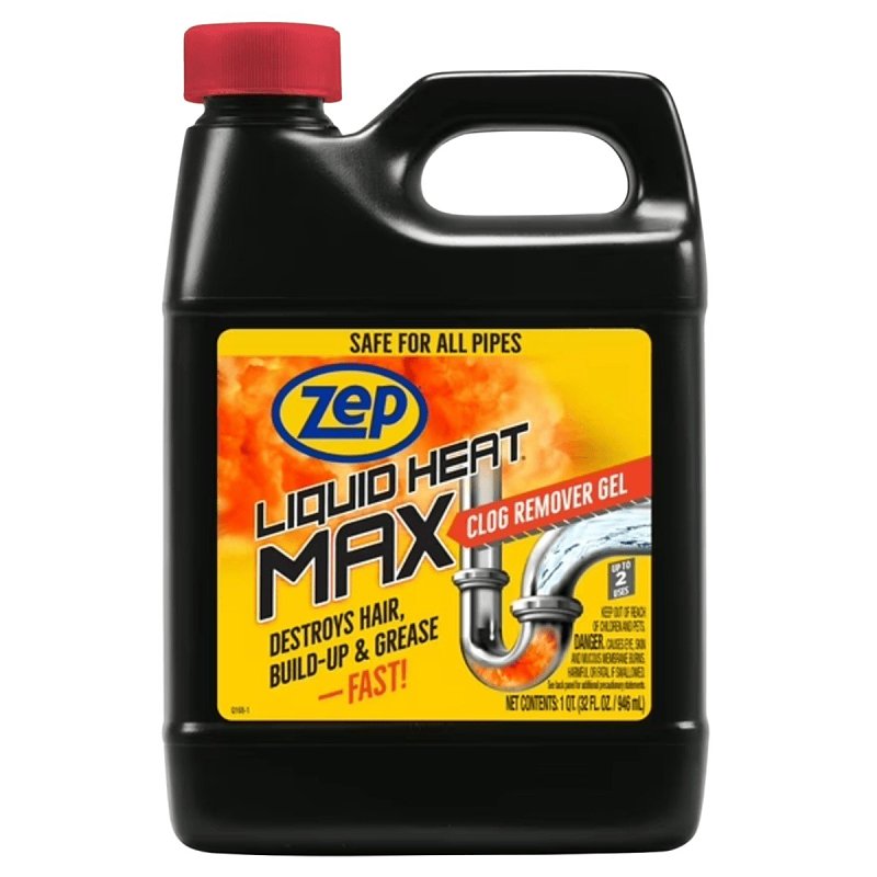 Zep Heat Max ZULHM32 Clog Remover, Liquid, Light Yellow, Chlorine, 32 oz
