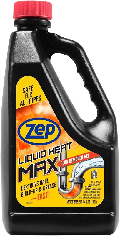 Zep Heat Max ZULHM64 Clog Remover, Liquid, Light Yellow, Chlorine, 64 oz