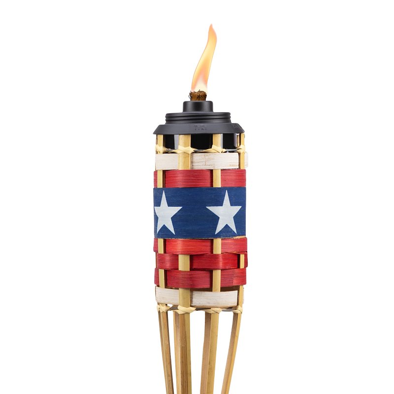Lamplight 1113046 America Torch Display, 60 in H, Bamboo, Red/White