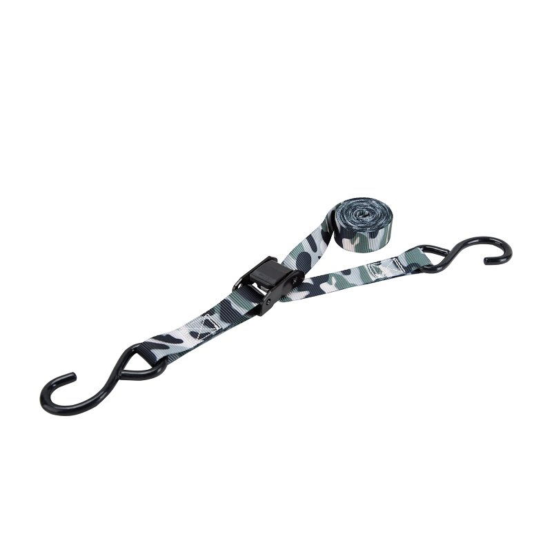 ProSource FH64068 Tie-Down, 1 in W, 10 ft L, Metal/Polyester, Camouflage, 400 lb, S-Hook End Fitting, Steel End Fitting