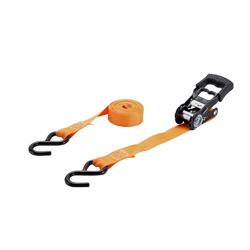 ProSource FH64052 Tie-Down, 1 in W, 10 ft L, Metal/Polyester, Orange, 400 lb, S-Hook End Fitting, Steel End Fitting