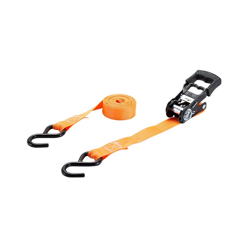 ProSource FH64070 Tie-Down, 1 in W, 13 ft L, Metal/Polyester, Orange, 300 lb, S-Hook End Fitting, Steel End Fitting