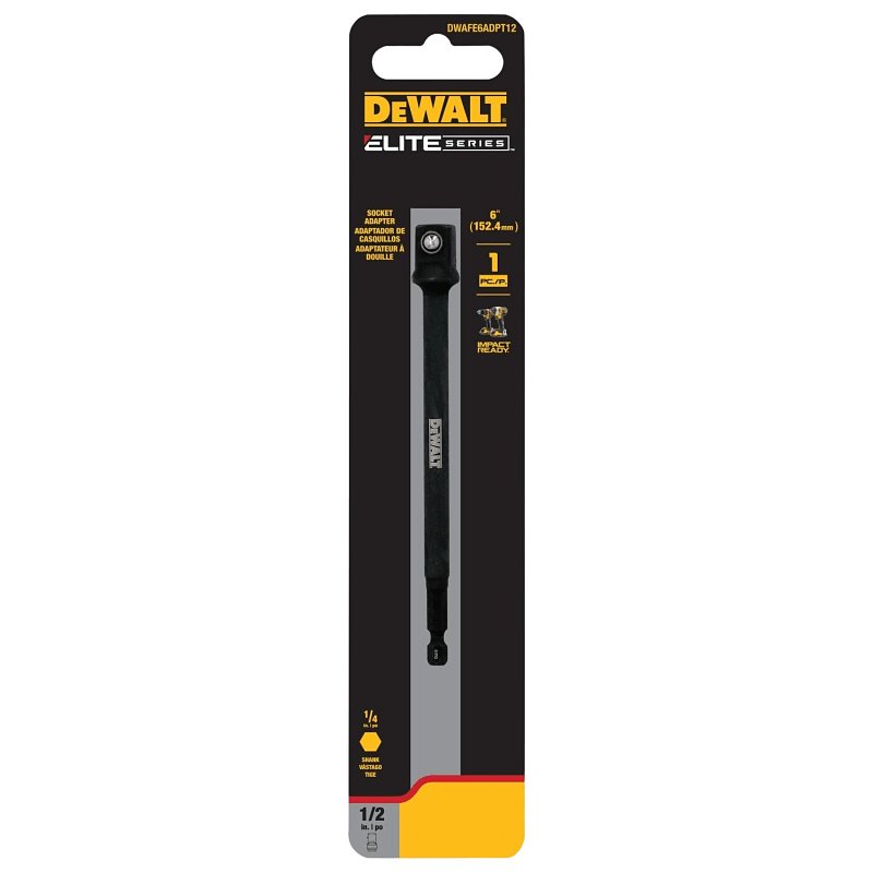 DEWALT ELITE Series DWAFE6ADPT14 Socket Adapter, 1/4 in Drive, Square Drive, 6 in L
