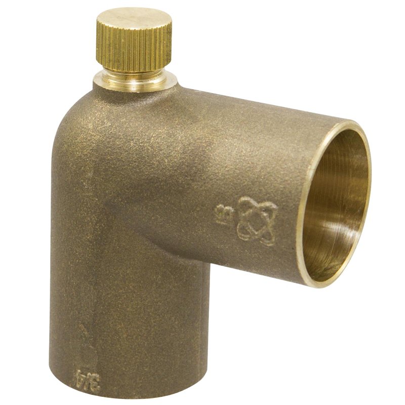 Nibco U705D-LF Series BF0070LC Vent Elbow with Forged Cap, 3/4 in, Sweat, 90 deg Angle, Bronze, 466 psi Pressure