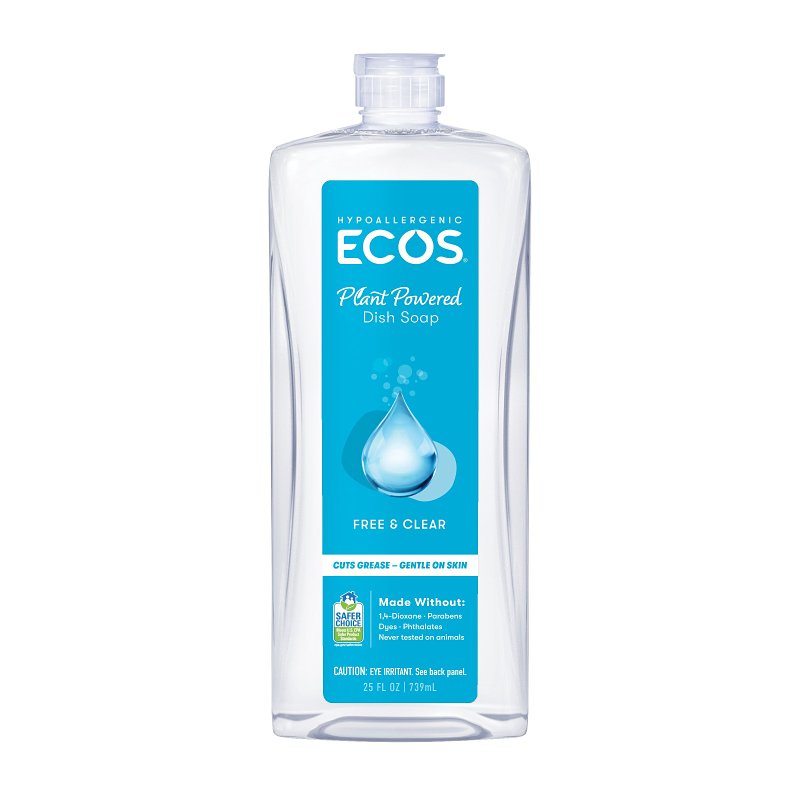 Ecos PL9721/6 Dishwashing Liquid, 25 oz, Gel, Clear/Light Yellow