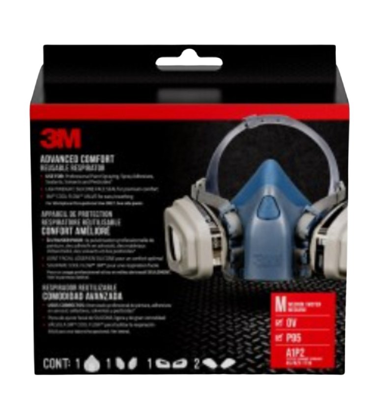 3M TEKK Protection 7512PA1-A/R-7512E Professional Paint Spray Respirator, M Mask, P95 Filter Class, Dual Cartridge