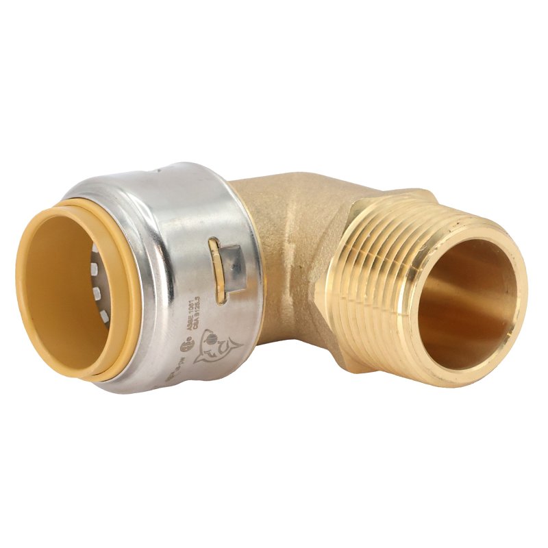 SharkBite U286LFA Pipe Elbow, 3/4 in, Push-To-Connect, 90 deg Angle, Brass, 200 psi
