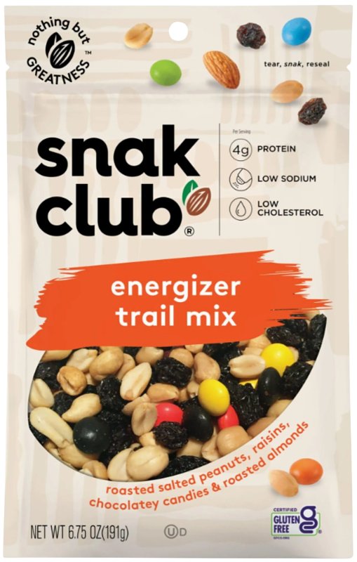 Snak Club 700571 Energizer Trail Mix, Unsalted, 6.75 oz, Bag