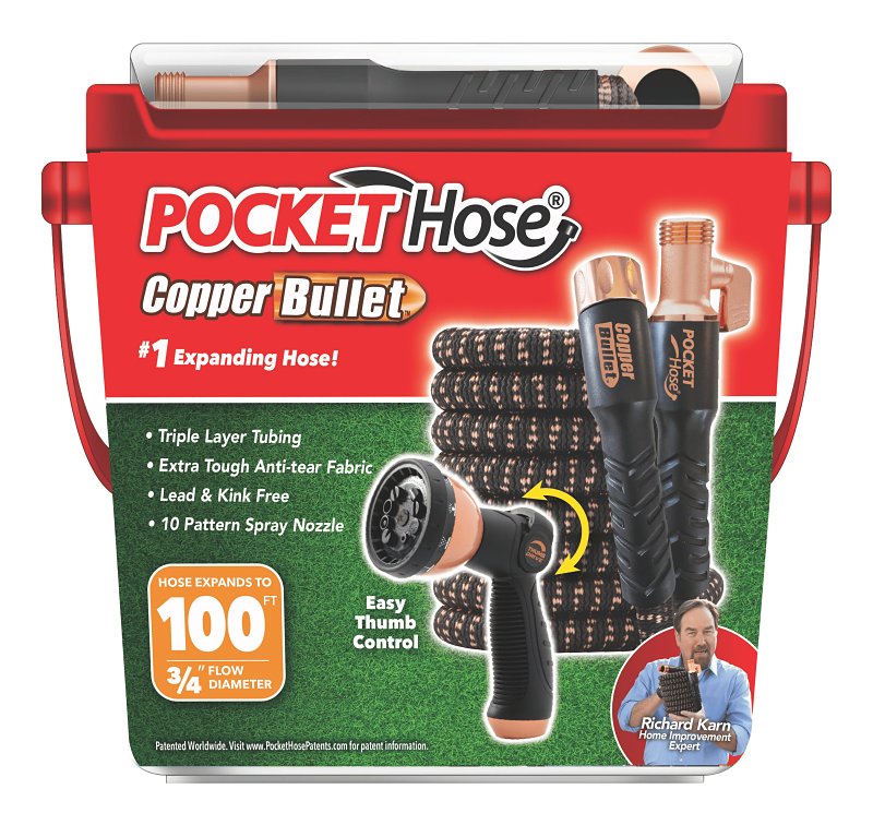 POCKET hose 17193-4 Medium-Duty Expandable Flexible Garden Hose, 100 ft L, Polymer, Black