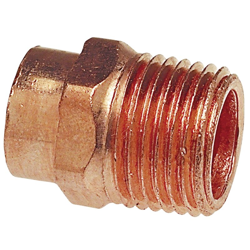 Nibco U604 Series W01230T Reducing Pipe Adapter, 1/2 x 3/8 in, Sweat x MPT, Copper, 722 psi Pressure