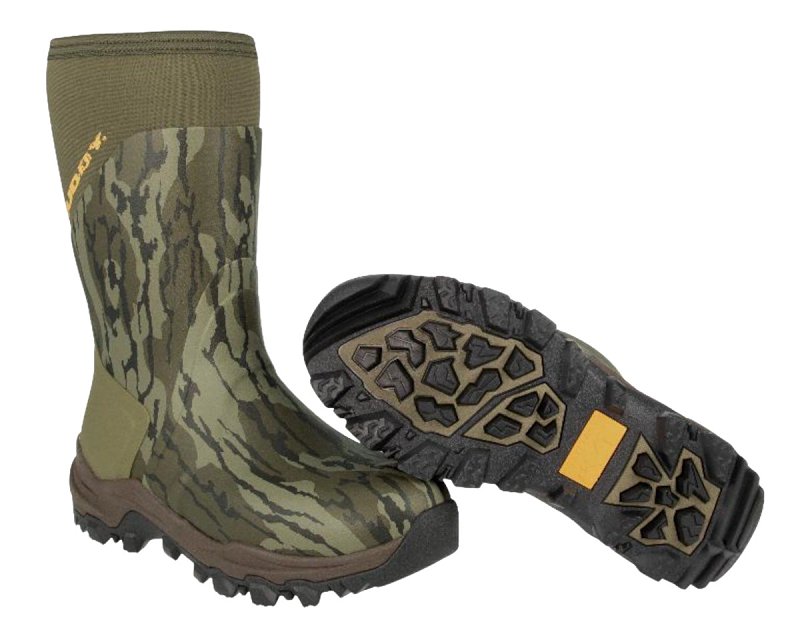 Muddy DV8 Series 13NI-MOB-11D Boots, 11, D W, Mossy Oak Bottomland, Neoprene Upper, Non-Insulated