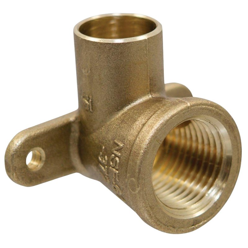 Nibco BF0150LC Drop Ear Pipe Elbow, 1/2 in, Sweat x FPT, 90 deg Angle, Bronze Alloy
