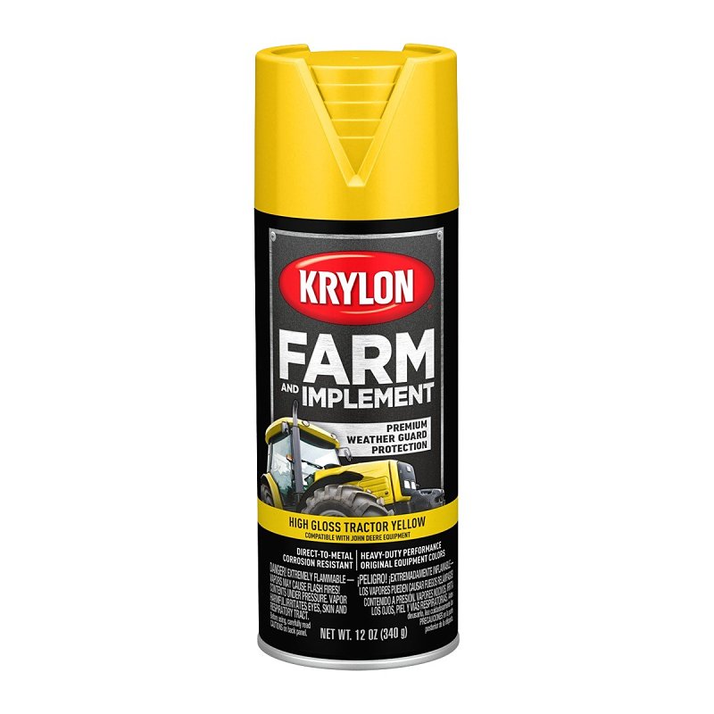 Krylon K01934000 Farm Equipment Spray, High-Gloss, John Deere Yellow, 12 oz, Can