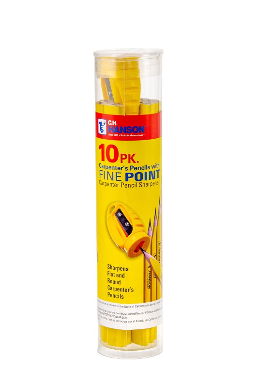 CH Hanson 10214 Carpenter Pencil, Yellow, 8.63 in L