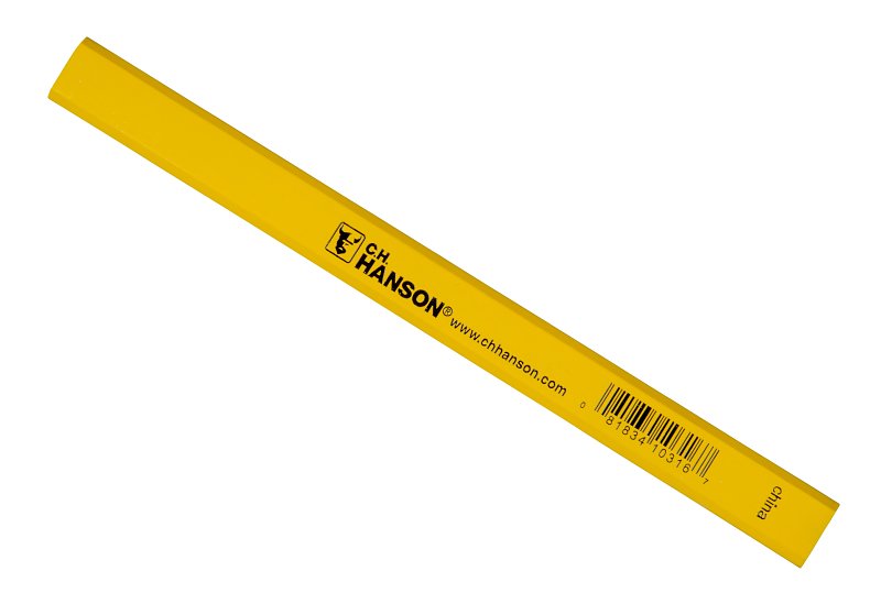 CH Hanson 10316-BG-DISC Carpenter's Pencil, M Tip, Yellow, 7 in L, Basswood Barrel