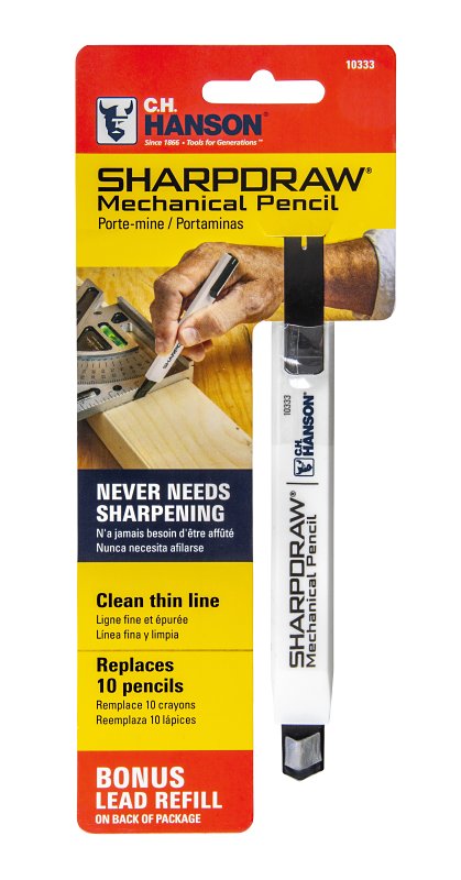 CH Hanson Sharpdraw 10333 Heavy-Duty Carpenter Pencil with Refill, Hi-Viz Green, 7-3/8 in L