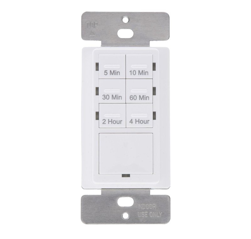 NSI R5M4HW In Wall Countdown Timer, Digital Time Switch, 5 min, 10 min, 30 min, 60 min, 2 hr, 4 hr Time Setting