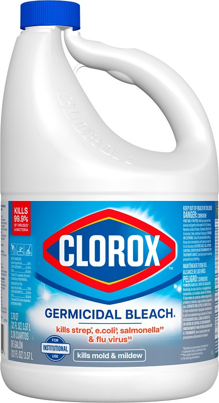 Clorox 32429 Germicidal Bleach, 121 oz, Bleach, Liquid, Pale Yellow