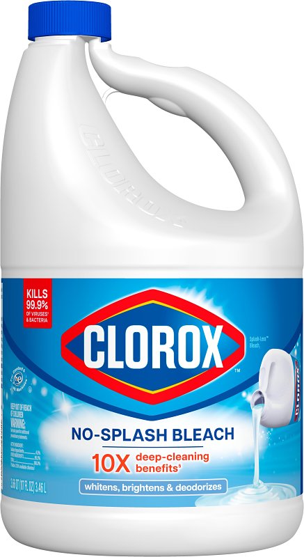 Clorox Splash-Less 32411 Concentrated Bleach, 117 oz, Liquid, Regular