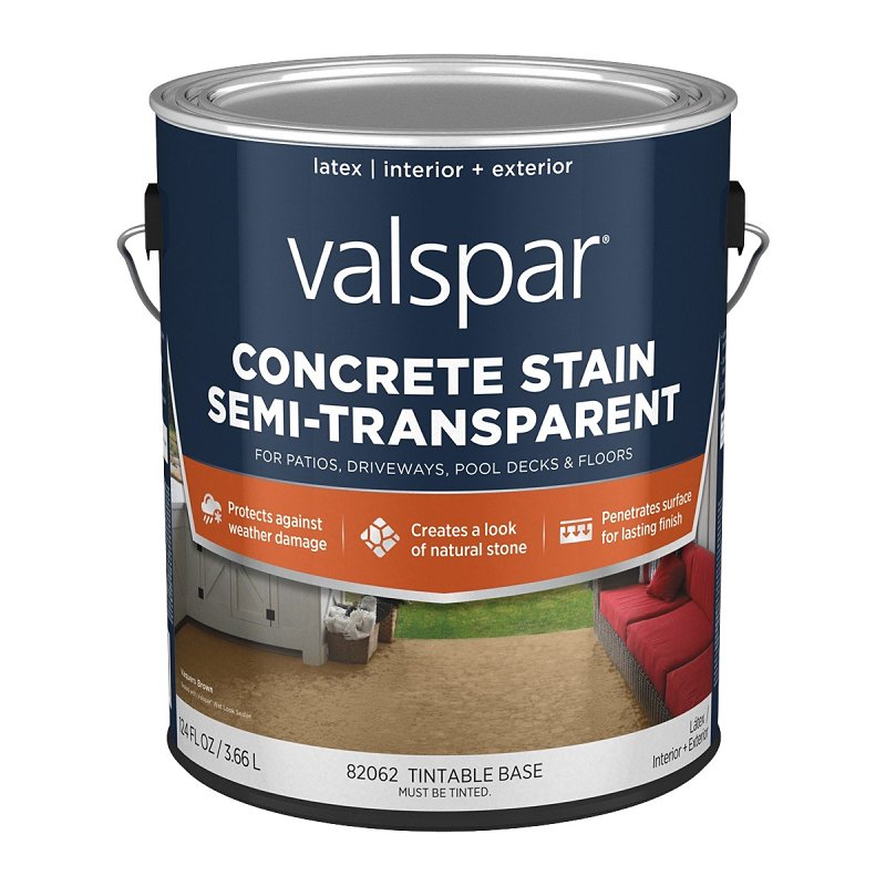 Valspar 024.0082060.007 Semi-Transparent Concrete Stain, Gloss, Liquid, 1 gal