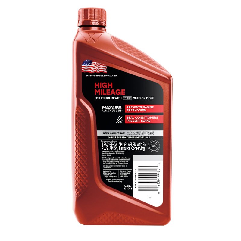 Valvoline 833002 Motor Oil, 0W-20, 1 qt, Bottle