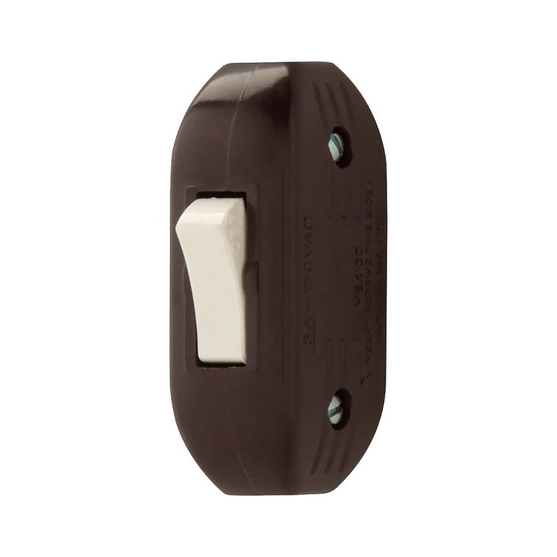 Eaton 933 Series 933B-BOX Cord Switch, 3 A, 120 V, Screw Terminal, Phenolic, Brown